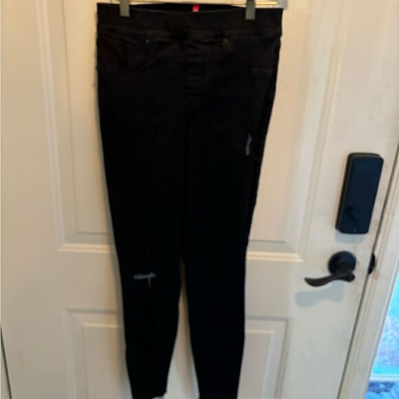 Spanx Black Distressed Skinny Jeans size M - Picture 4 of 6